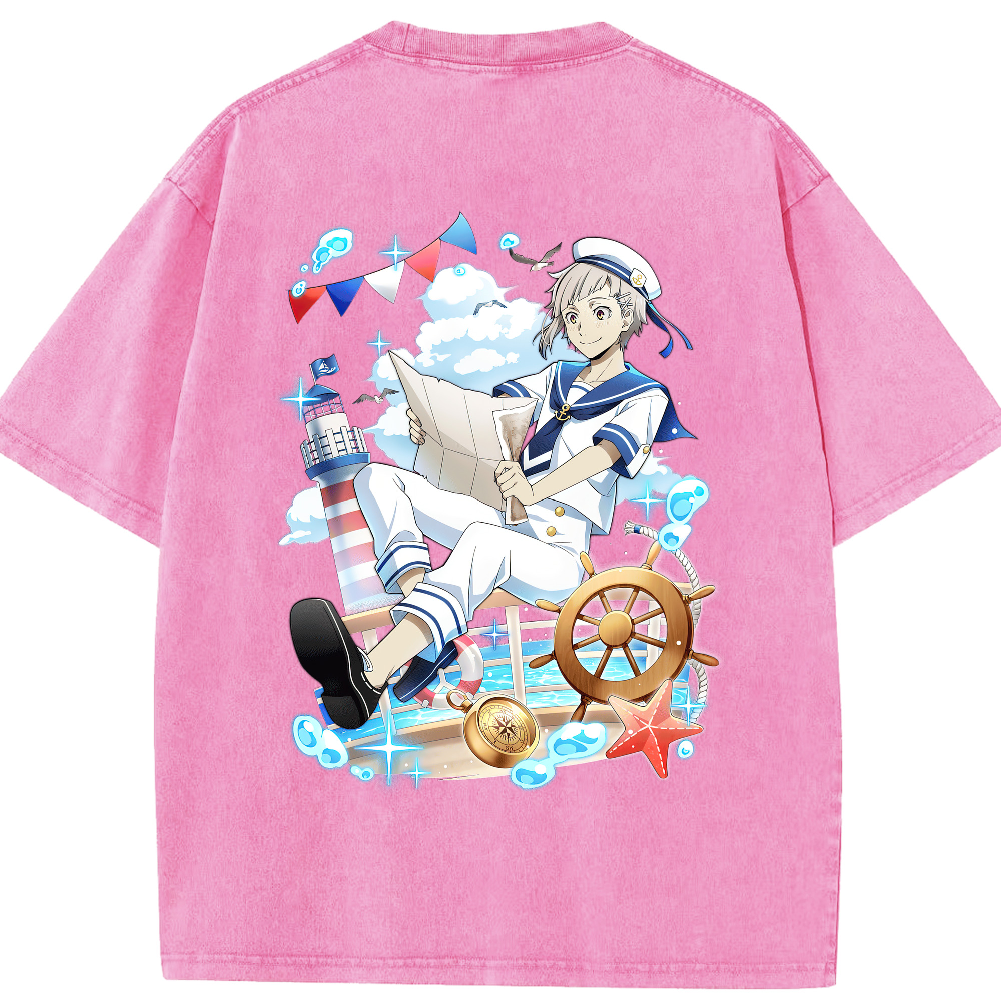 （画像用） 文豪ストレイドッグス Bungo Stray Dogs 綿100% ヴィンテージ風 半袖Tシャツ（背面プリント）